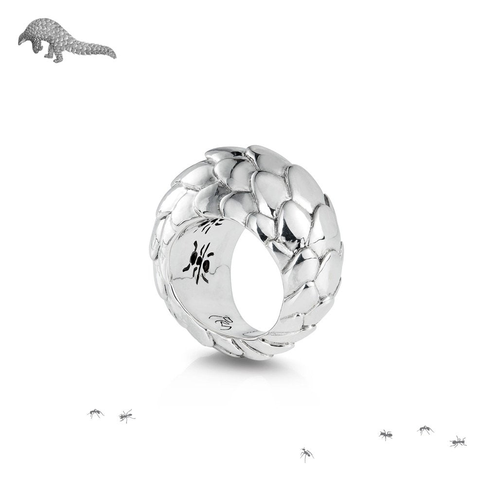 Pangolin Haka Ring in Sterling Silver
