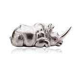 Rhino with Tiger Eyes Paperweight in Silver