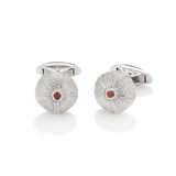 Sea Urchin Cufflinks Garnet in Sterling Silver