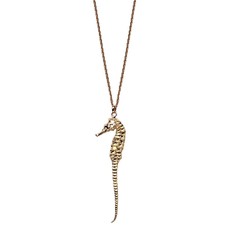 Long Seahorse Pendant in 18ct Gold