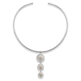 Sea Urchin Graduated Pendant Pearl in Sterling Silver with 18ct Gold and Wire Choker in Sterling Silver