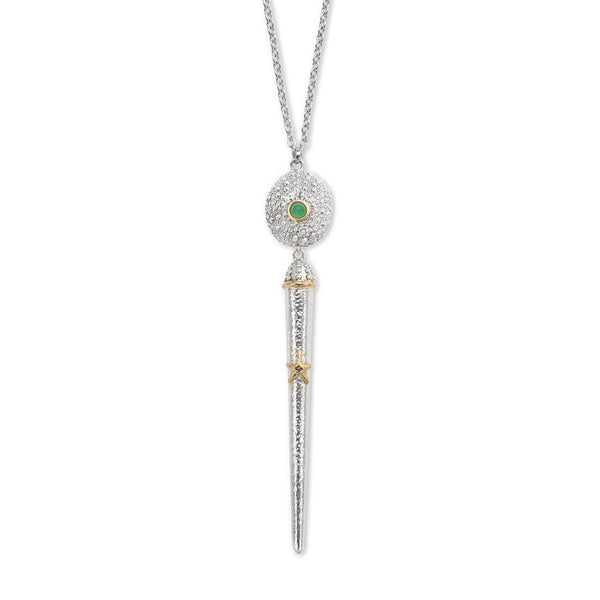 Sea Urchin Spine Grande Necklace in Chrysoprase in Sterling Silver and 18ct Gold