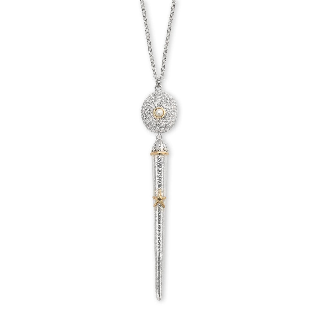 Sea Urchin Spine Grande Necklace in Pearl in Sterling Silver and 18ct Gold
