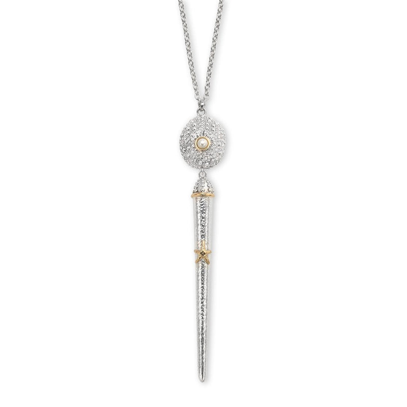 Sea Urchin Spine Grande Necklace in Pearl in Sterling Silver and 18ct Gold