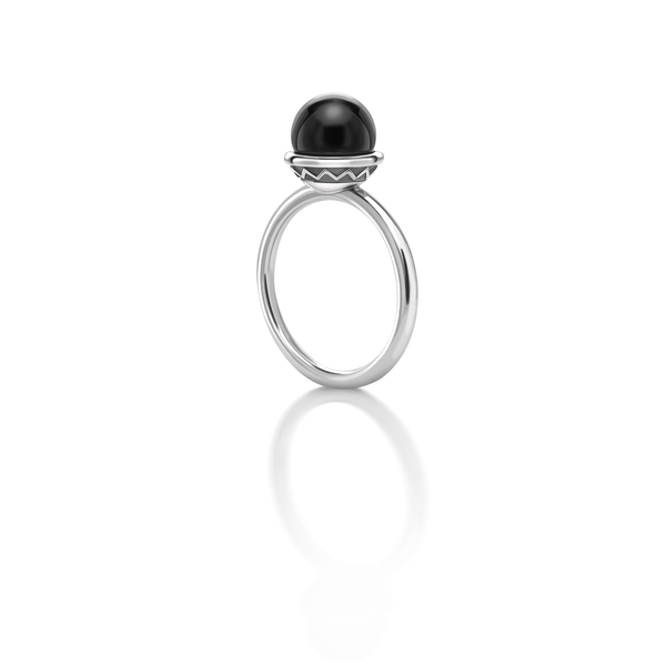 Nada Ring - Black Onyx in Silver by Patrick Mavros