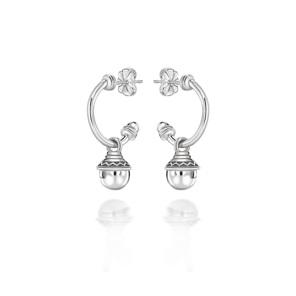 Nada Hoop Earrings - Silver Bead in Silver - Small by Patrick Mavros