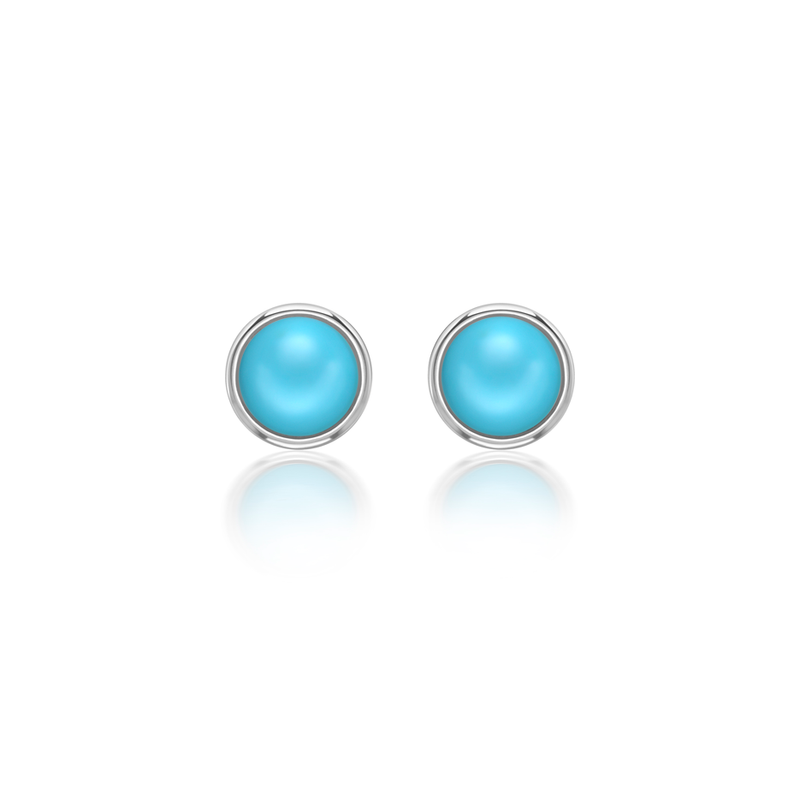 Nada Stud Earrings - Turquoise in Silver - Small by Patrick Mavros