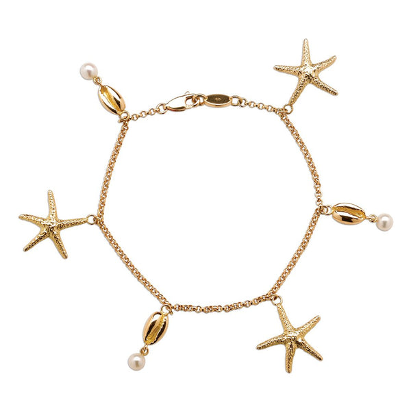 Starfish and Cowrie Bracelet in 18ct Gold