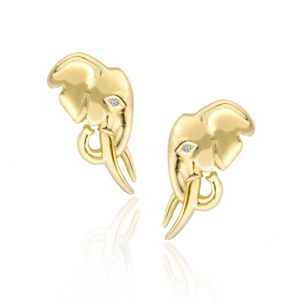 TUSK Earrings with Diamond in 18ct Gold - Large