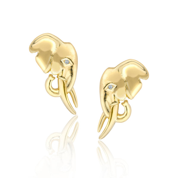 TUSK Earrings with Diamond in 18ct Gold - Small