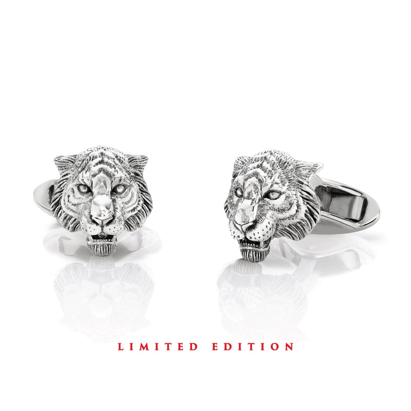 Tiger Zodiac Cufflinks in Silver