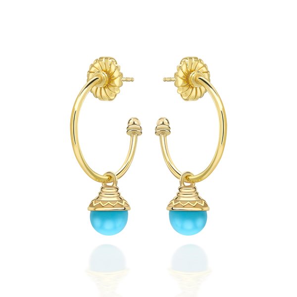 Nada Hoop Earrings - Turquoise in 18ct Gold by Patrick Mavros
