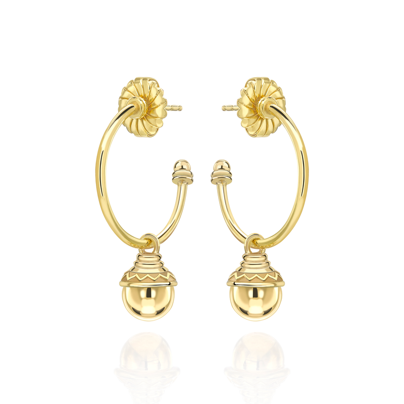 Nada Hoop Earrings - Gold Bead in 18ct Gold by Patrick Mavros