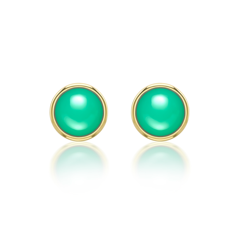 Nada Stud Earrings - Chrysoprase in 18ct Gold by Patrick Mavros