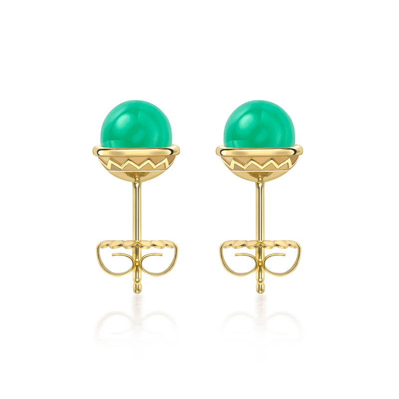 Nada Stud Earrings - Chrysoprase in 18ct Gold by Patrick Mavros