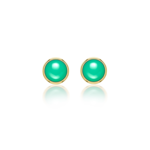 Nada Stud Earrings - Chrysoprase in 18ct Gold - Small by Patrick Mavros
