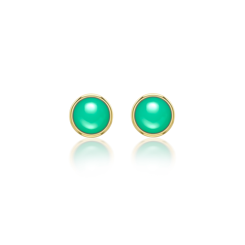 Nada Stud Earrings - Chrysoprase in 18ct Gold - Small by Patrick Mavros