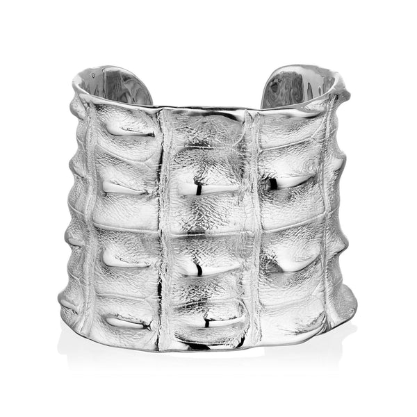 Croc Hornback Cuff in Sterling Silver