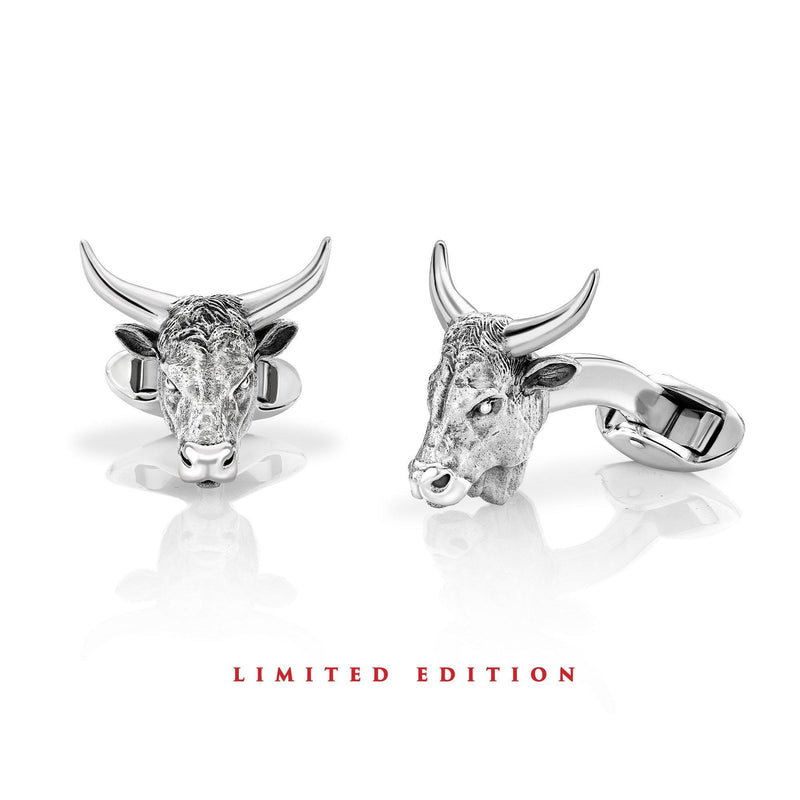 Ox Zodiac Cufflinks in Silver by Patrick Mavros