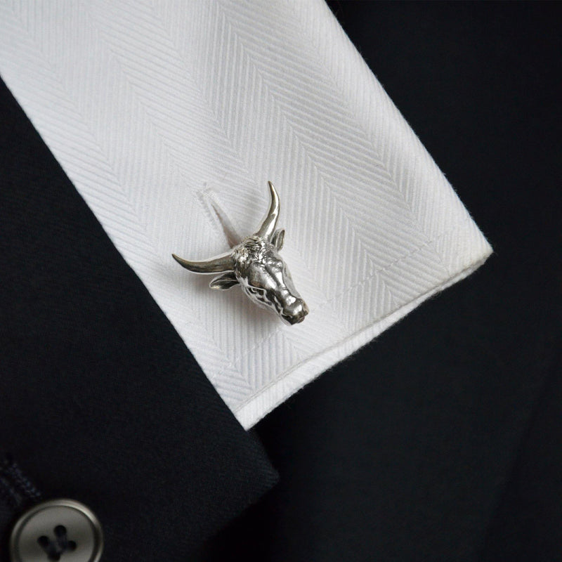 Ox Zodiac Cufflinks in Silver by Patrick Mavros